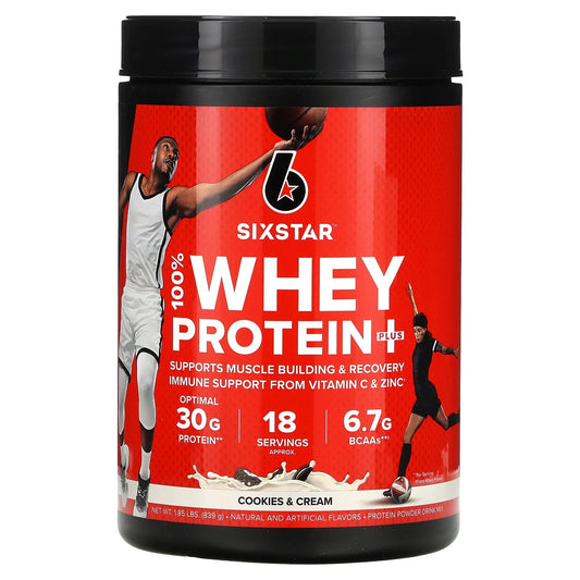 SIXSTAR
100% Whey Protein Plus, Cookies & Cream, 1.85 lbs (839 g)