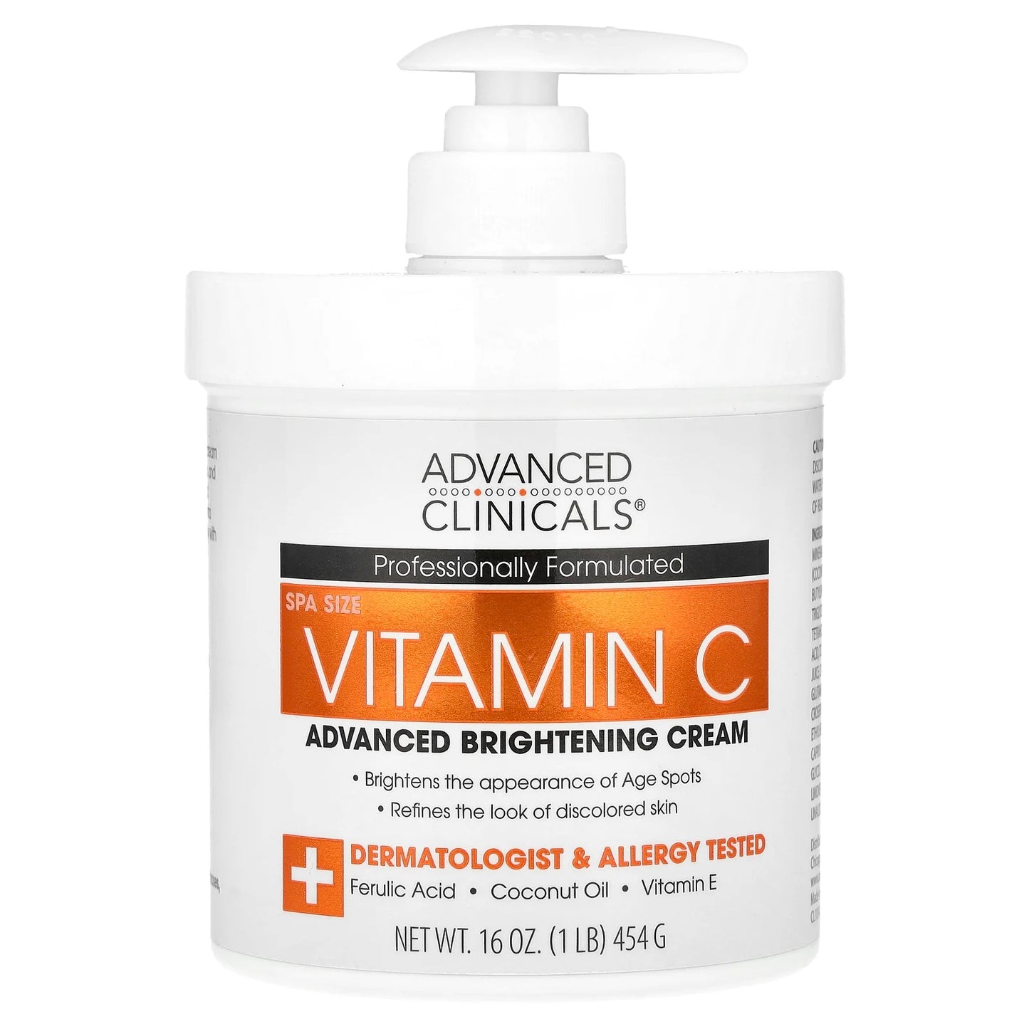 Advanced Clinicals
Vitamin C, Advanced Brightening Cream, 16 oz (454 g)