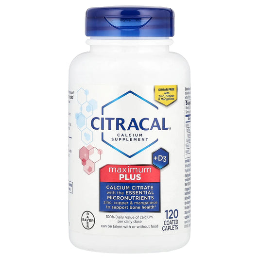 Citracal
Calcium Supplement + D3, Maximum Plus, 120 Coated Caplets