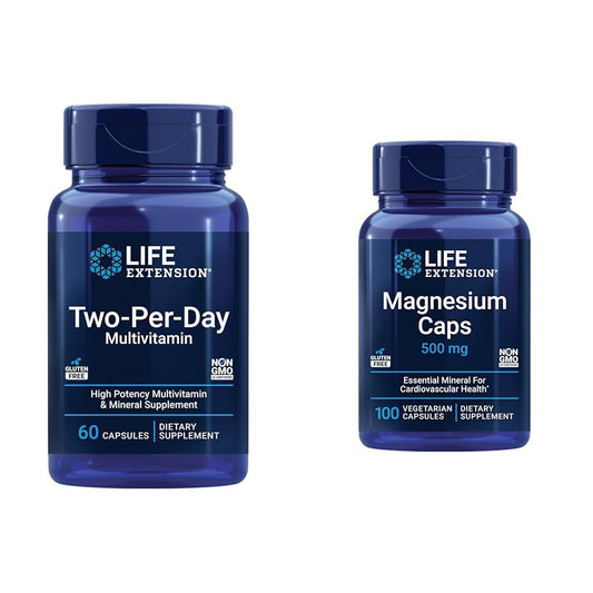 Life Extension Two-Per-Day Multivitamin with Vitamins C&D and Magnesium Capsules 500mg for Heart, Brain, Bone, Cellular Health