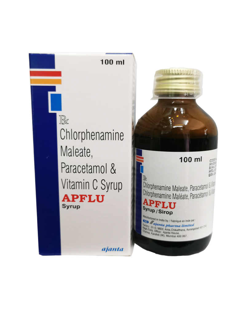 CHLORPHENAMINE MALÉATE, PARACÉTAMOL & VITAMINE C SYRUP 100ML(AJANTA)