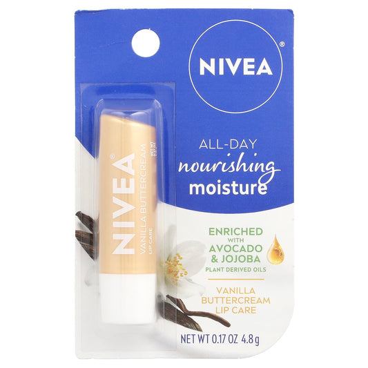 Nivea
All-Day Nourishing Moisture, Lip Care, Vanilla Buttercream , 0.17 oz (4.8 g)