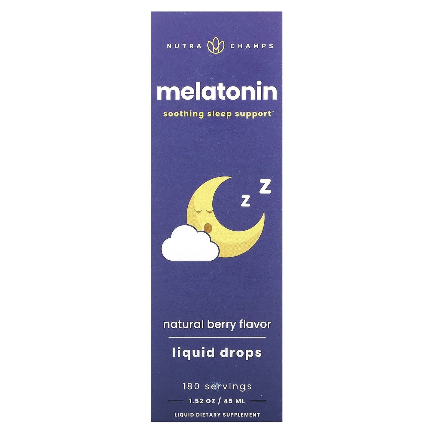 NutraChamps
Melatonin Liquid Drops, Natural Berry, 1.52 oz (45 ml)