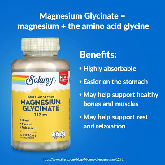 Solaray
High Absorption Magnesium Glycinate, 350 mg, 120 VegCaps