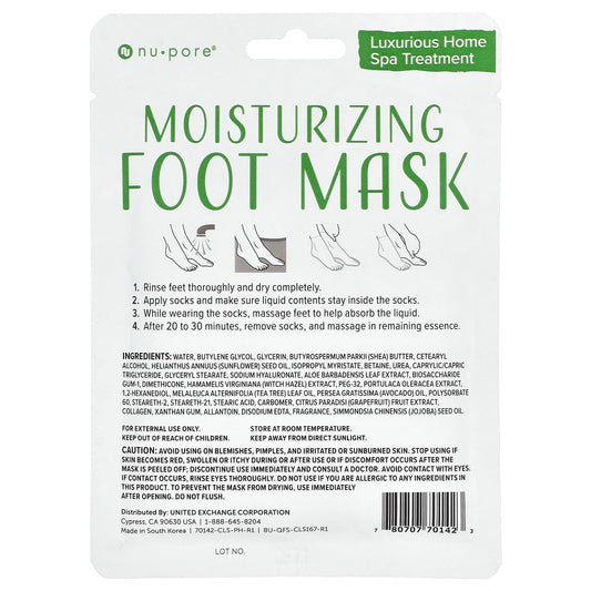 Nu-Pore
Moisturizing Foot Mask, One Size Fits Most, 1 Pair