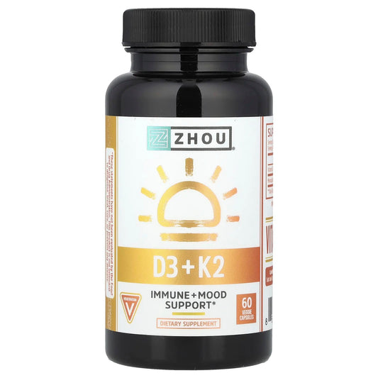 Zhou Nutrition
D3 + K2, 60 Veggie Capsules