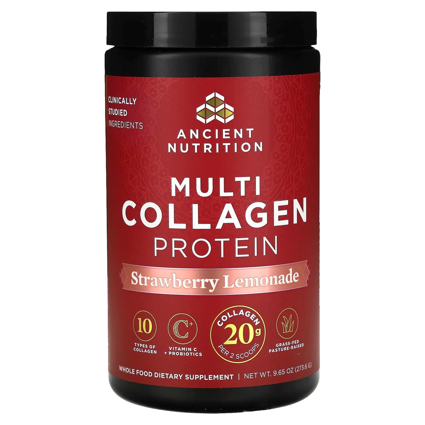 Ancient Nutrition
Multi Collagen Protein, Strawberry Lemonade, 9.65 oz (273.6 g)