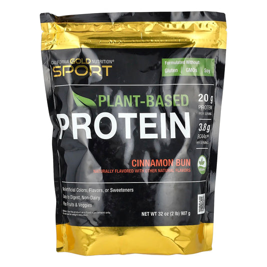 California Gold Nutrition
Sport, Plant-Based Protein, Cinnamon Bun, 2 lb (907 g)