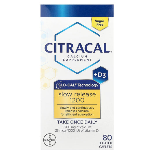 Citracal
Calcium Supplement + D3, Slow Release 1200 , 80 Coated Tablets