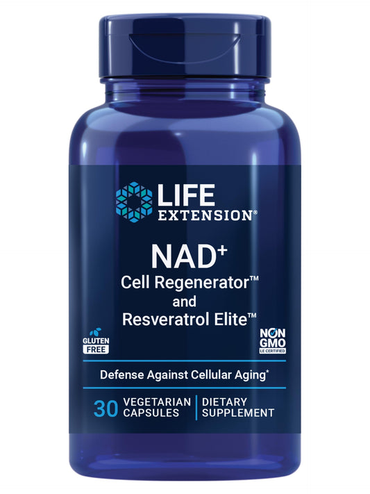 Life Extension NAD+ Cell Regenerator and Resveratrol Elite, NIAGEN nicotinamide riboside, Trans-resveratrol, quercetin, Fisetin, for Longevity, Energy, and oxidative Stress, 30 Vegetarian Capsule