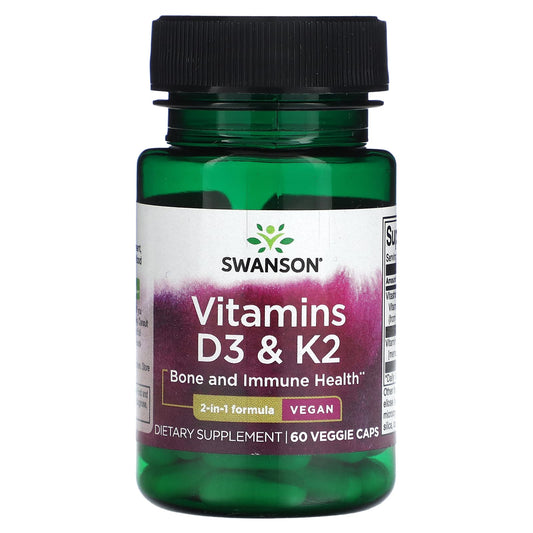 Swanson
Vitamins D3 & K2, 60 Veggie Caps