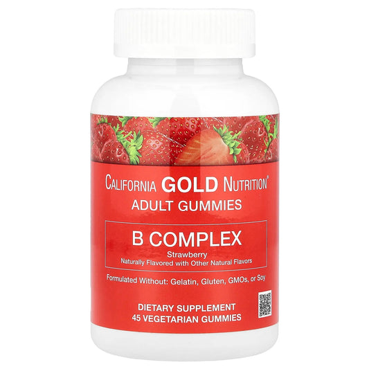 California Gold Nutrition
B Complex Gummies, Strawberry, 45 Vegetarian Gummies