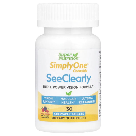 Super Nutrition
SimplyOne See Clearly, Triple Power Vision Formula, Wild-Berry , 30 Chewable Tablets