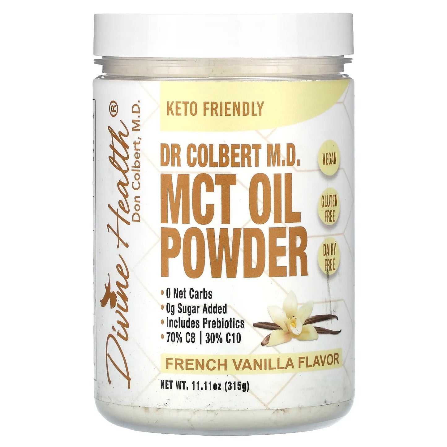 Divine Health
Dr Colbert M.D. MCT Oil Powder, French Vanilla, 11.11 oz (315 g)