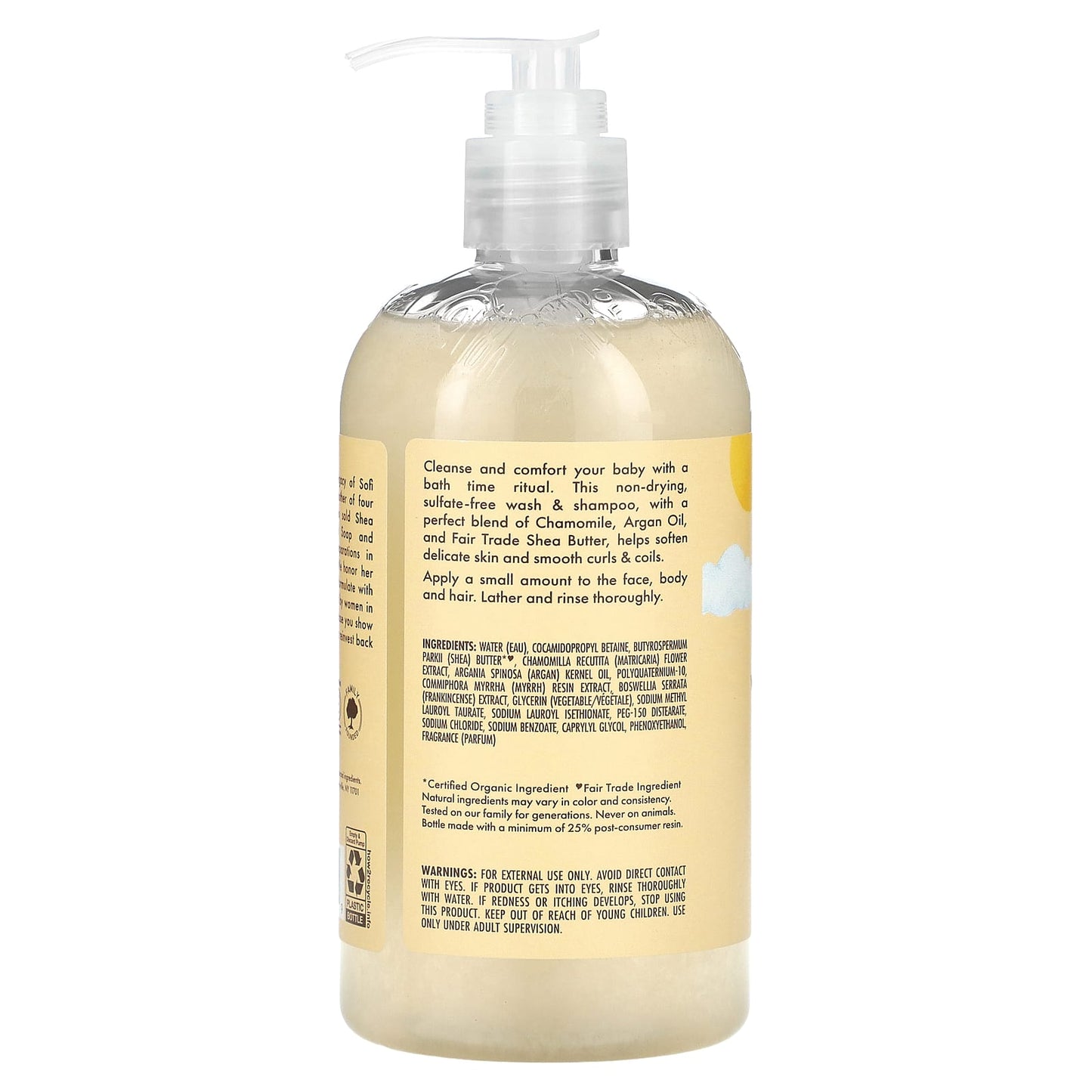 SheaMoisture
Baby Wash & Shampoo, Raw Shea, Chamomile & Argan Oil, 13 fl oz (384 ml)