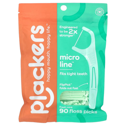 Plackers
Micro Line, Floss Picks, Fresh Mint, 90 Count