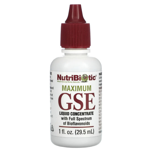 NutriBiotic
Maximum GSE, Liquid Concentrate, 1 fl oz (29.5 ml)