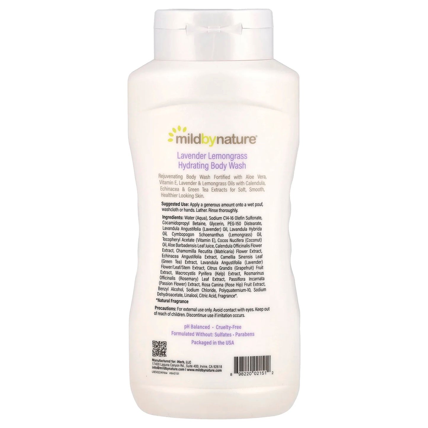 Mild By Nature
Hydrating Body Wash, Lavender Lemongrass, 16 fl oz (473 ml)