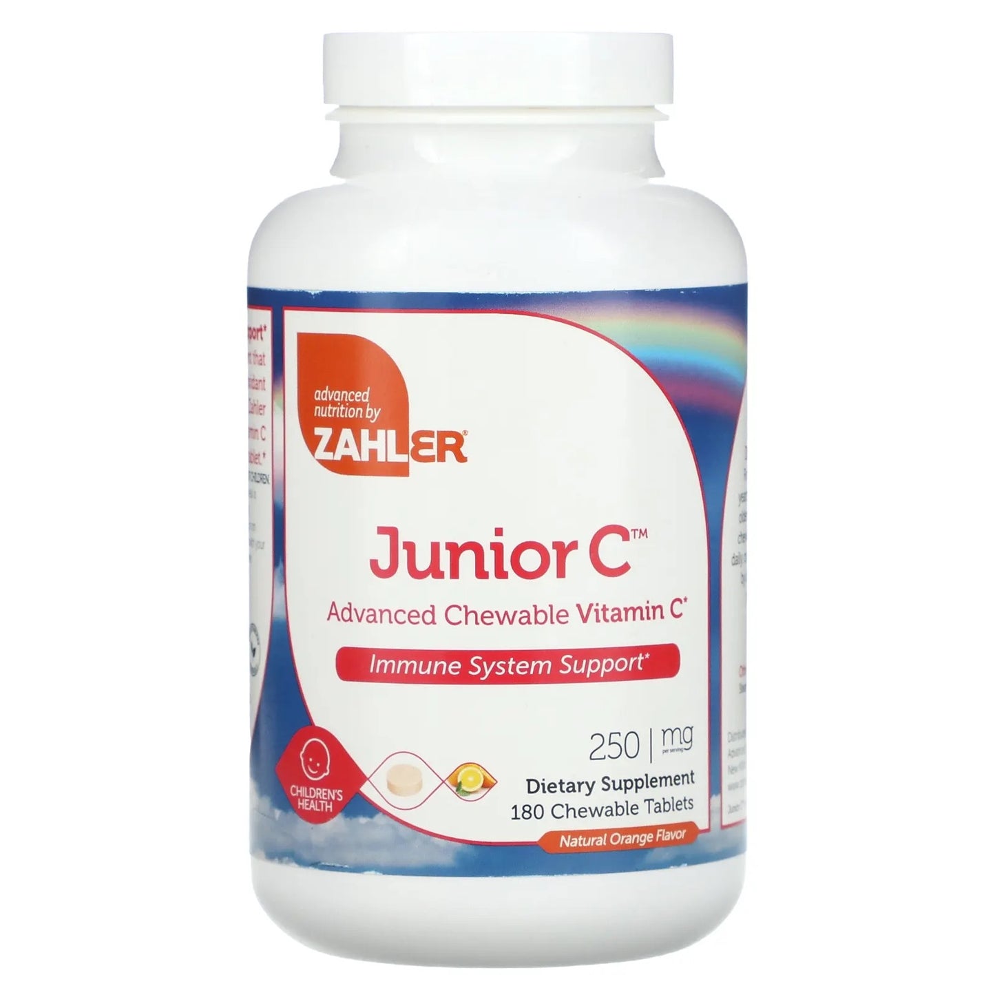 Zahler Junior C, Advanced Chewable Vitamin C, Natural Orange, 250 mg, 180 Chewable Tablets