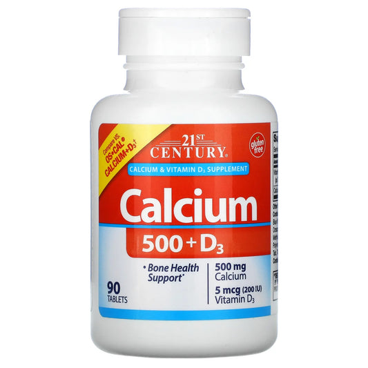 21st Century
Calcium 500 + D3, 5 mcg (200 IU), 90 Tablets