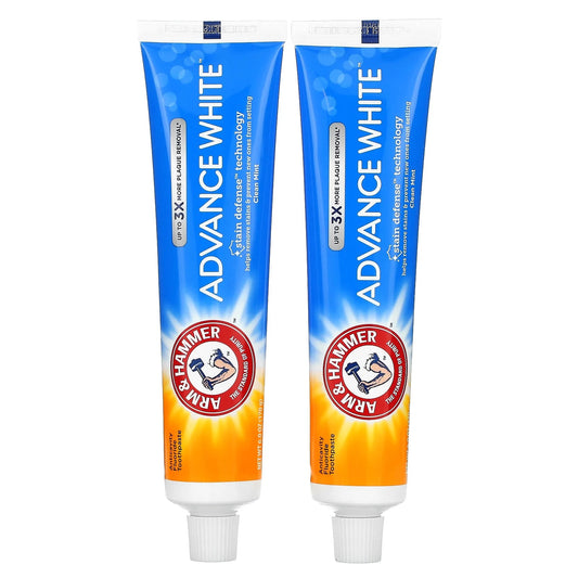 Arm & Hammer
Advance White, Anticavity Fluoride Toothpaste, Clean Mint, Twin Pack, 6 oz (170 g) Each