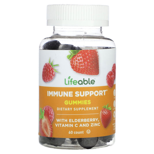 Lifeable
Immune Support Gummies with Elderberry, Vitamin C and Zinc, Natural Berry, 60 Gummies