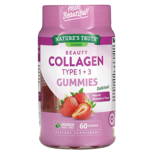 Nature's Truth
Beauty Collagen Gummies, Types 1 + 3, Natural Strawberry, 60 Gummies