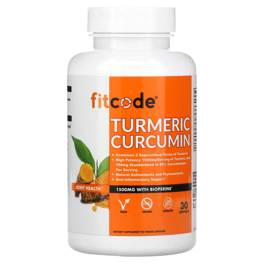 fitcode
Turmeric Curcumin, 1,500 mg, 90 Veggie Capsules (500 mg per Capsule)