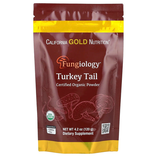 California Gold Nutrition
Fungiology®, Certified Organic Turkey Tail Powder, 4.2 oz (120 g)