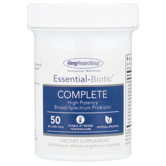 Allergy Research Group
Essential-Biotic® Complete, 50 Billion CFUs, 60 Delayed-Release Vegetarian Capsules