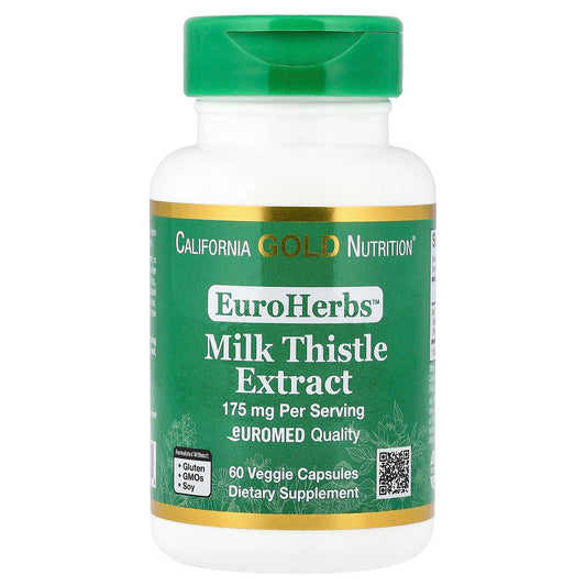 California Gold Nutrition
EuroHerbs, Milk Thistle Extract, Euromed Quality, 175 mg, 60 Veggie Capsules