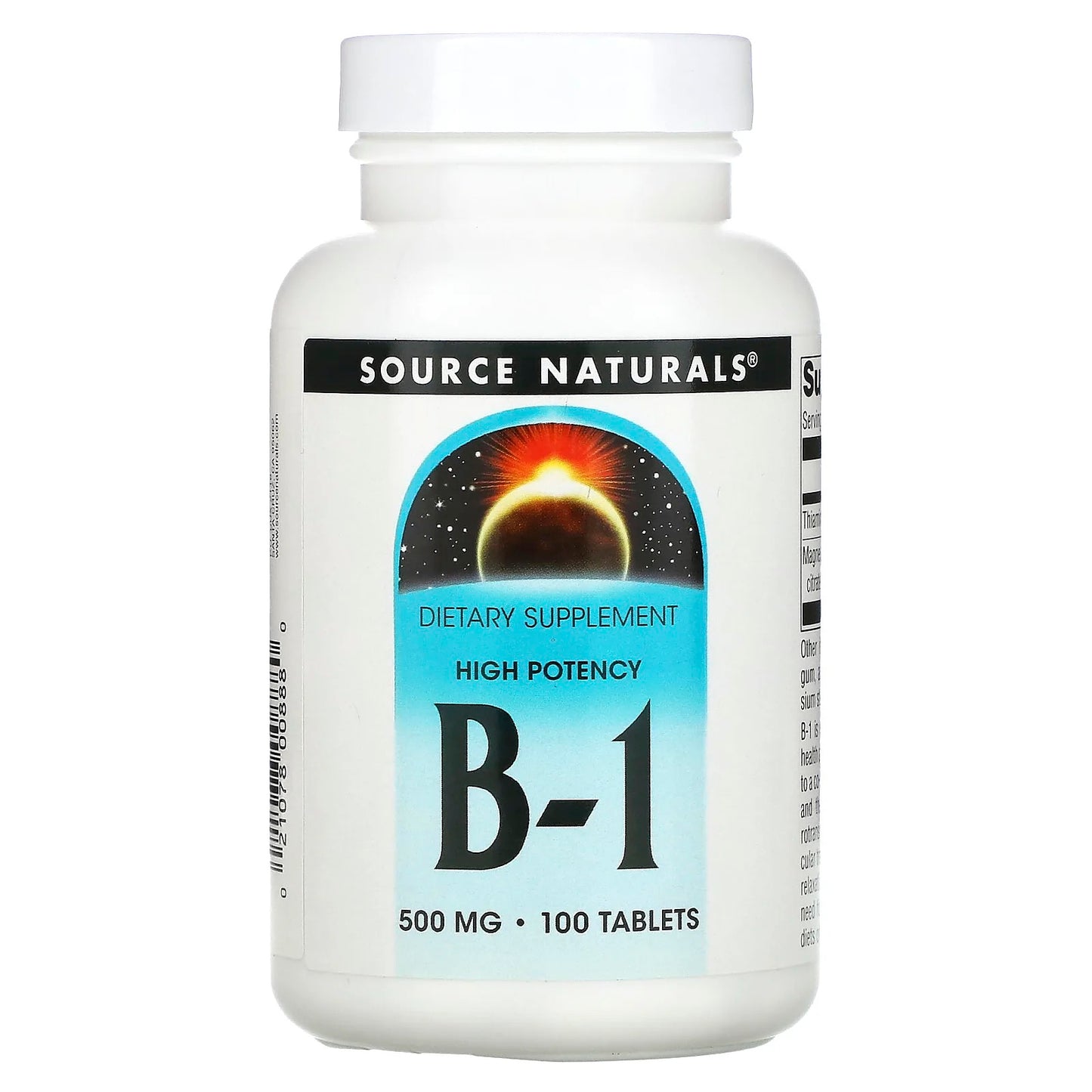 Source Naturals
High Potency B-1, 500 mg, 100 Tablets