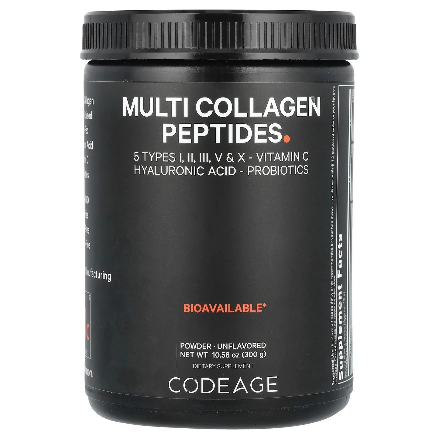 Codeage
Multi Collagen Peptides Powder, Unflavored, 10.58 oz (300 g)