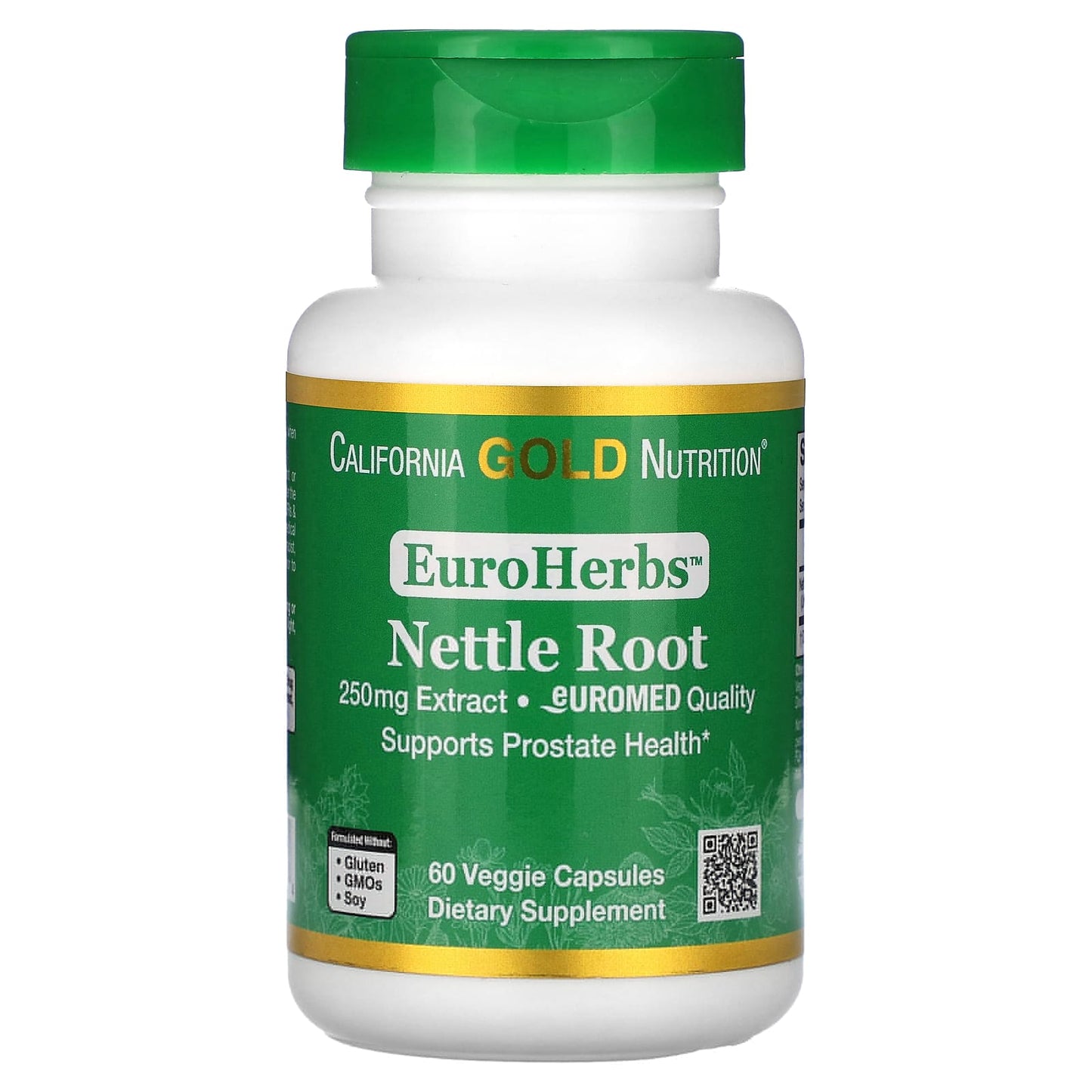 California Gold Nutrition
EuroHerbs, Nettle Root Extract, Euromed Quality, 250 mg, 60 Veggie Capsules