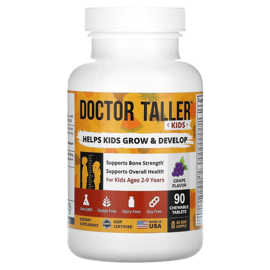 NuBest
Doctor Taller, Kids Ages 2-9 Years, Grape, 90 Chewable Tablets