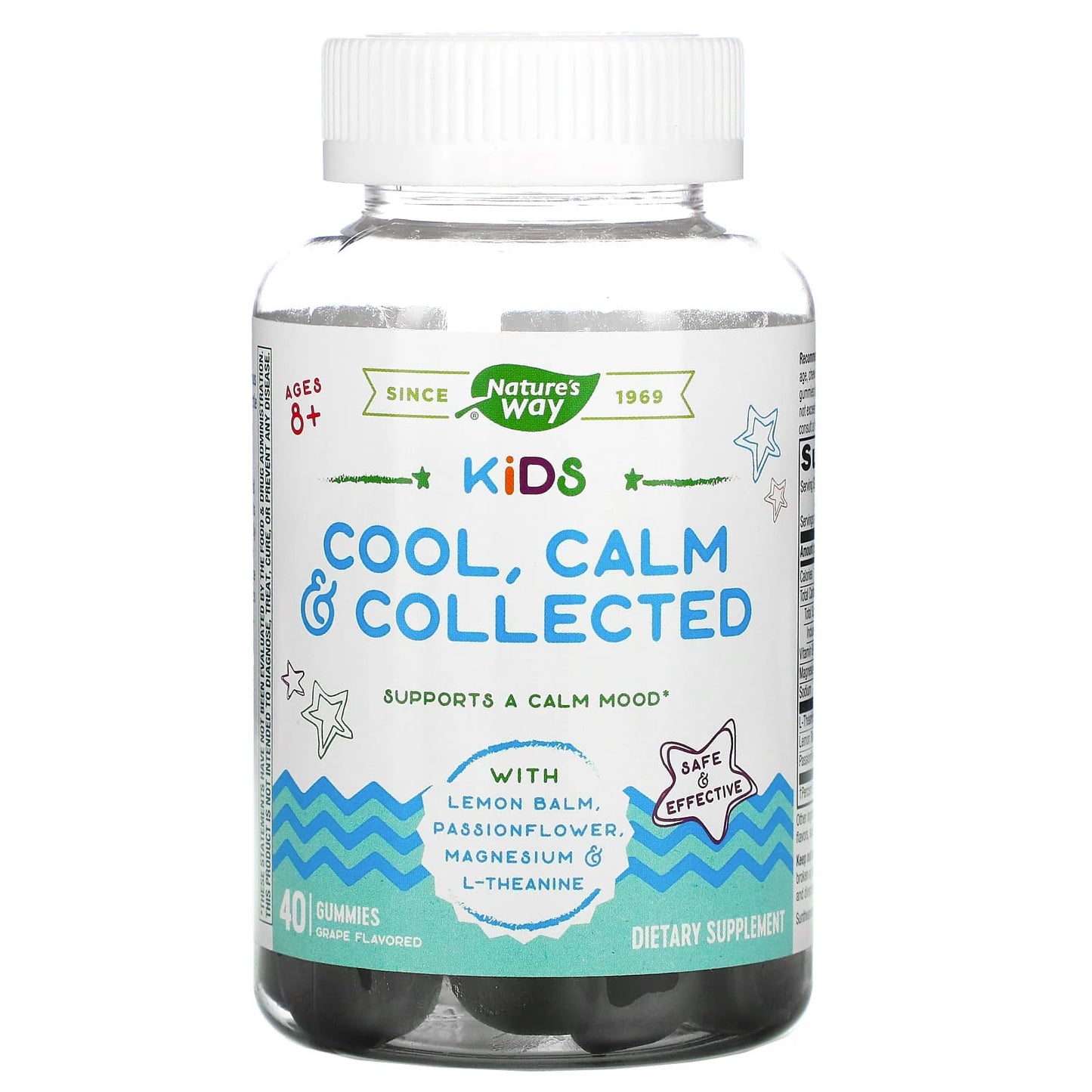 Nature's Way
Kids, Cool, Calm & Collected, Ages 8 +, Grape , 40 Gummies