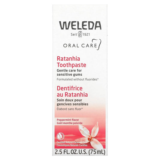 Weleda
Oral Care, Ratanhia Toothpaste, Peppermint, 2.5 fl oz (75 ml)