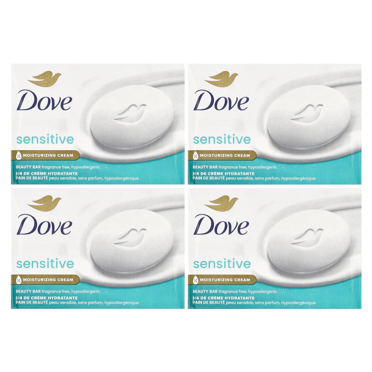 Dove
Beauty Bar Soap, Sensitive Skin, Fragrance Free, 4 Bars,