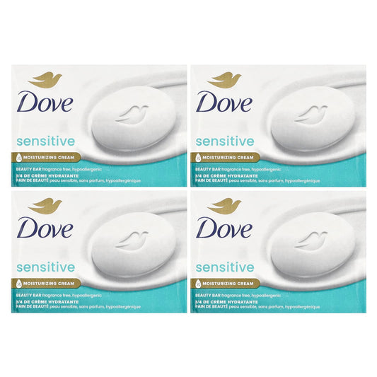 Dove
Beauty Bar Soap, Sensitive Skin, Fragrance Free, 4 Bars,