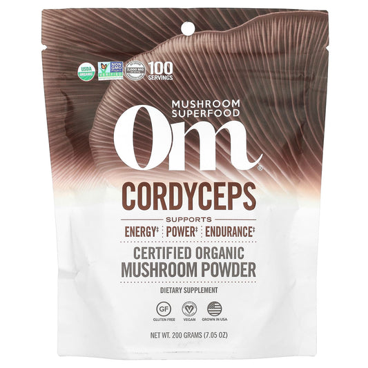 Om Mushrooms
Cordyceps, Certified Organic Mushroom Powder, 7.05 oz (200 g)