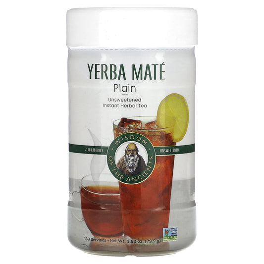 Wisdom Of The Ancient
Yerba Mate Plain, Instant Herbal Tea, Unsweetened, 2.82 oz (79.9 g)