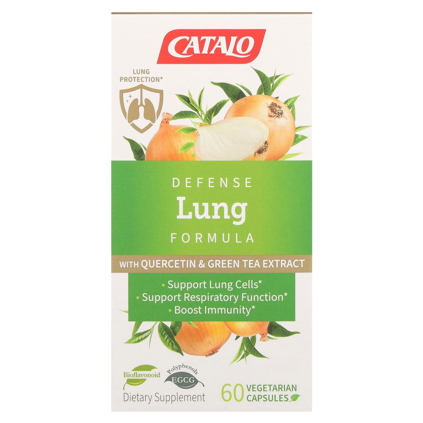 CATALO
Defense Lung Formula with Quercetin & Green Tea Extract, 60 Vegetarian Capsules