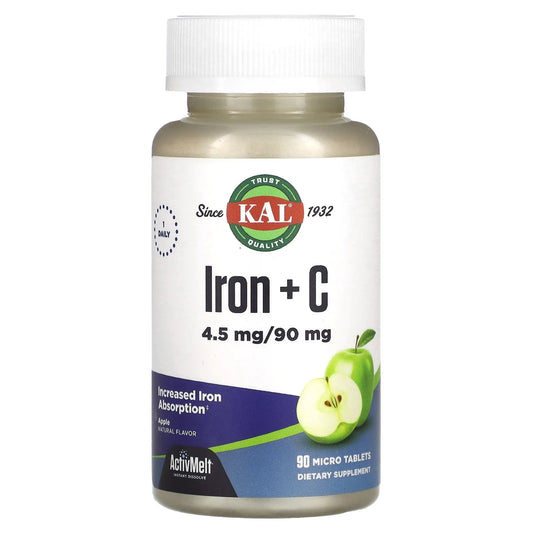 KAL
Iron + C, Apple, 90 Micro Tablets