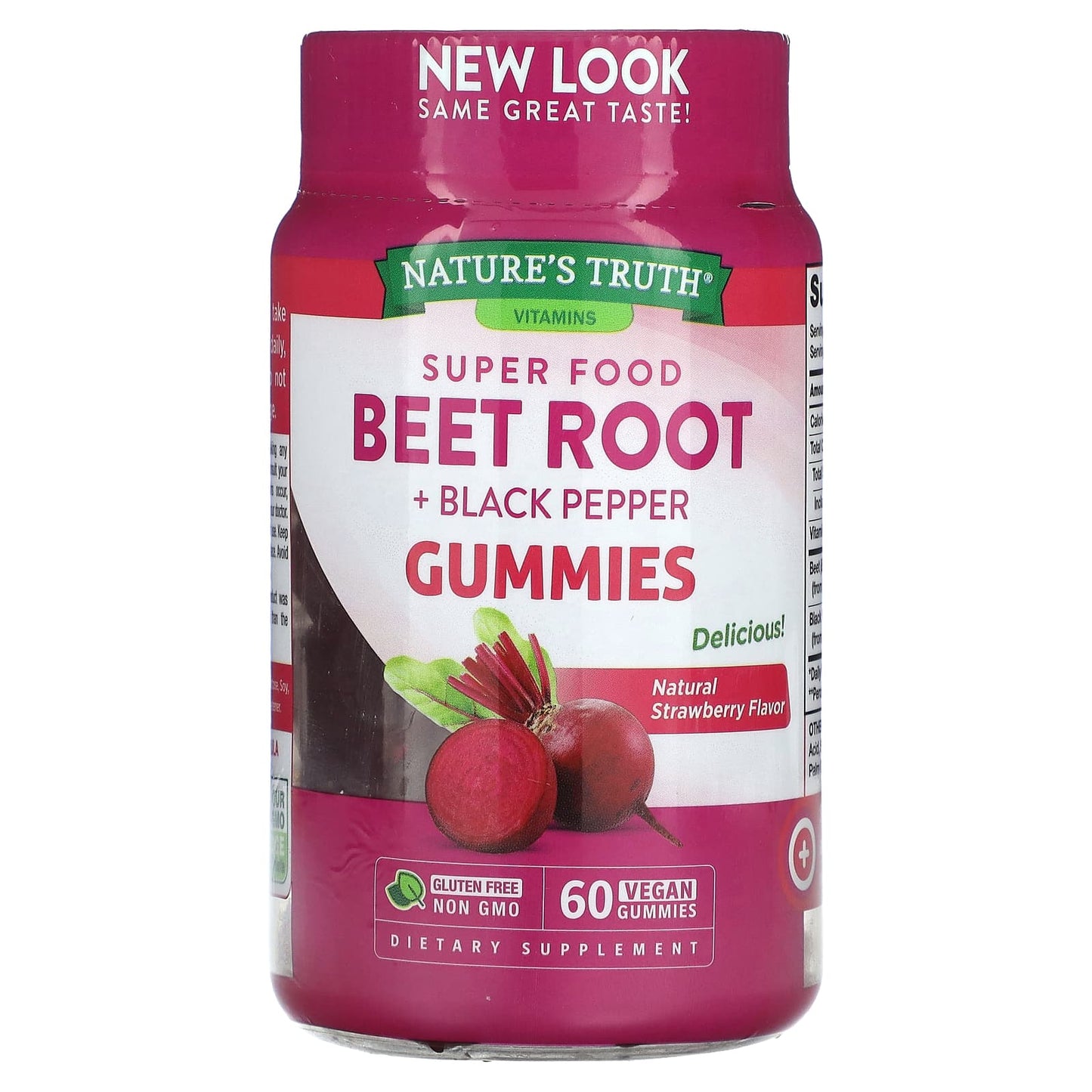 Nature's Truth
Super Food Beet Root + Black Pepper, Natural Strawberry, 60 Vegan Gummies