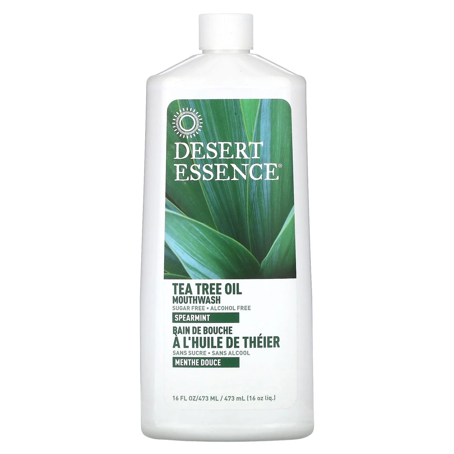 Desert Essence
Tea Tree Oil Mouthwash, Spearmint, 16 fl oz (473 ml)