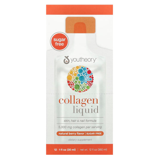 Youtheory
Liquid Collagen, Natural Berry, 5,000 mg, 12 Liquid Tubes, 1 fl oz (30 ml) Each