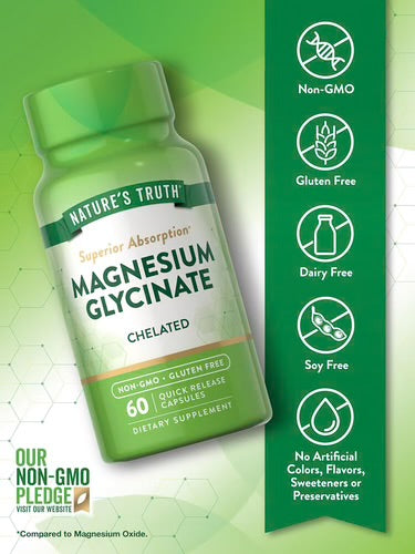 NATURE’S TRUTH SUPERIOR ABSORPTION MAGNESIUM GLYCINATE CHELATED, 60 CAPSULES