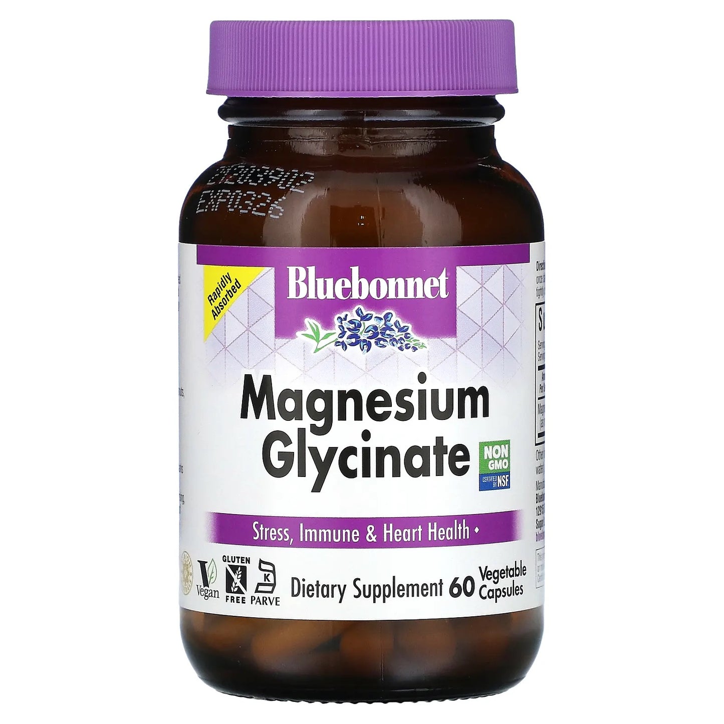 Bluebonnet Nutrition
Magnesium Glycinate, 400 mg, 60 Vegetable Capsules (100 mg per Capsule)