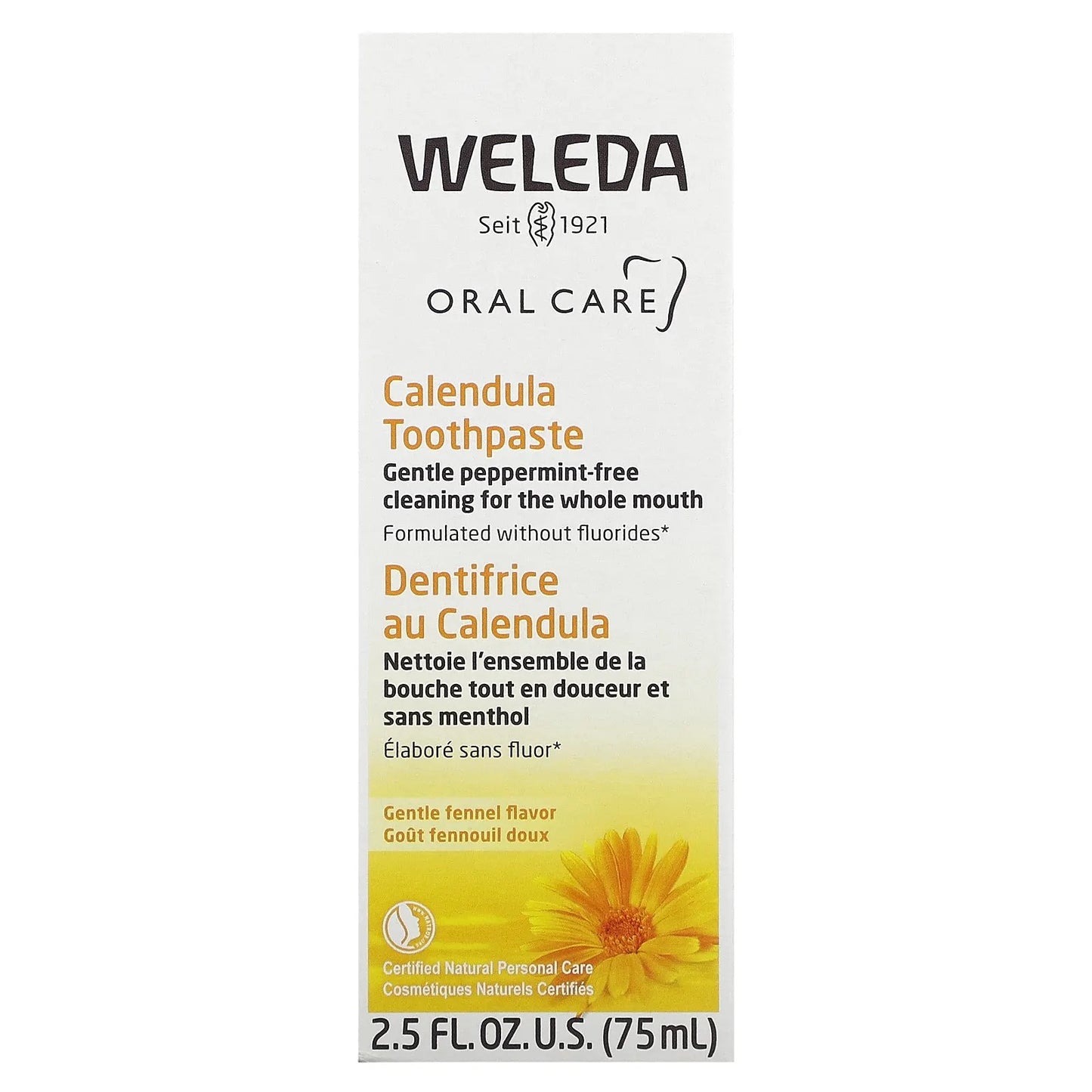 Weleda
Oral Care, Calendula Toothpaste, Gentle Fennel, 2.5 fl oz (75 ml)