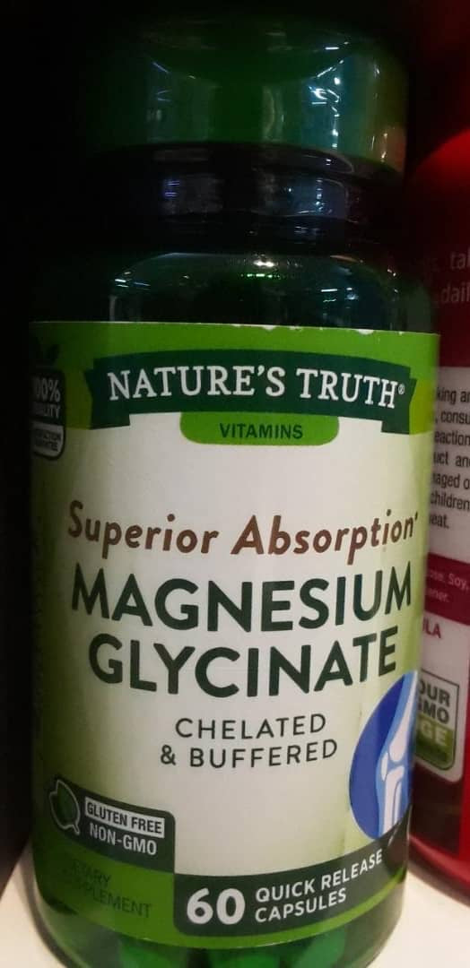 NATURE’S TRUTH SUPERIOR ABSORPTION MAGNESIUM GLYCINATE CHELATED & BUFFERED 665MG, 60 CAPSULES